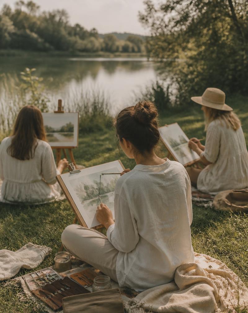 Atelier în aer liber, lângă lac